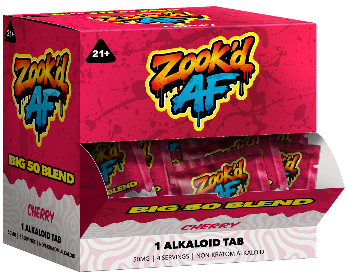 Zook'd AF Big 50 Blend Chunky Cherry gravity-feed counter display box