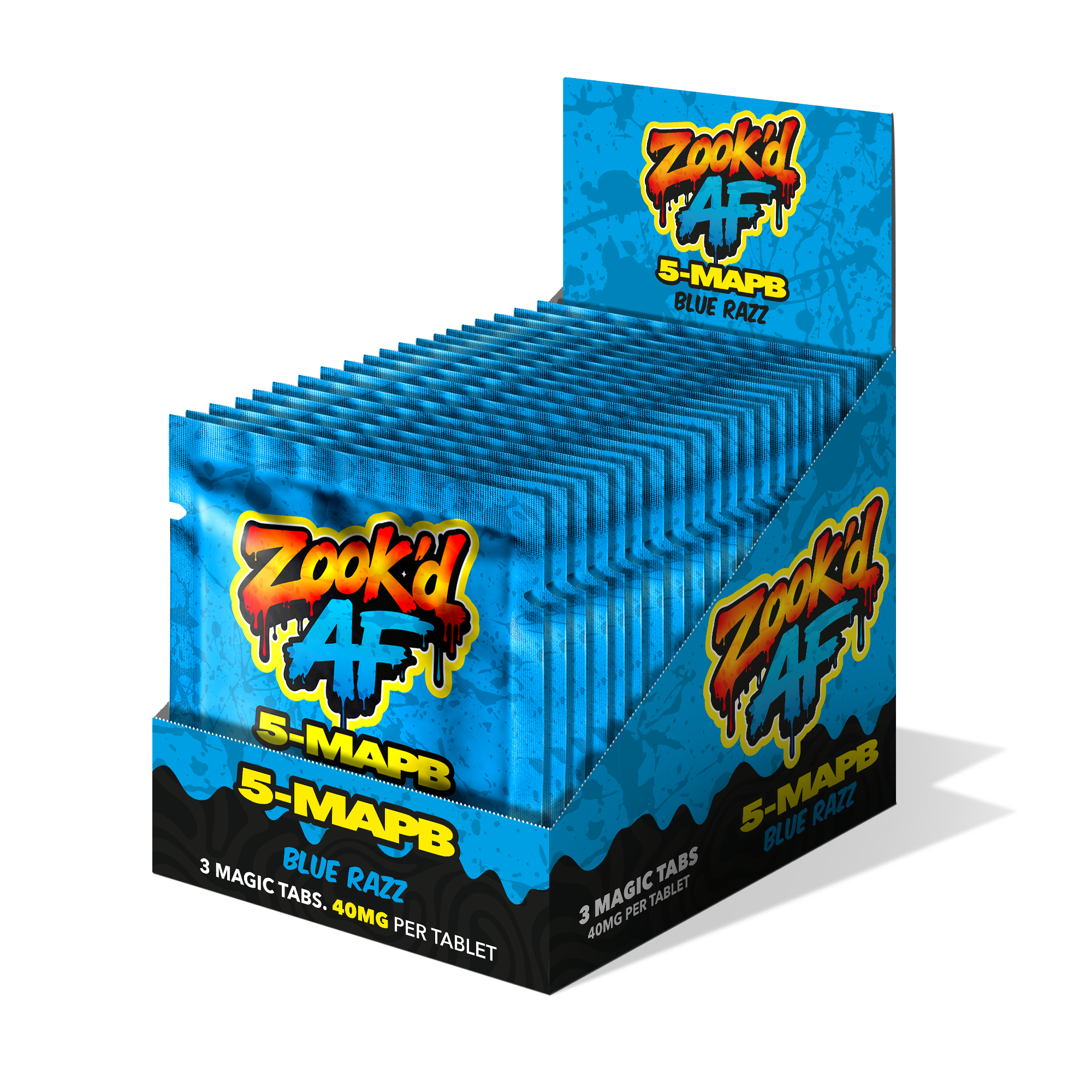 Blue Razz Magic Tabs display packaging