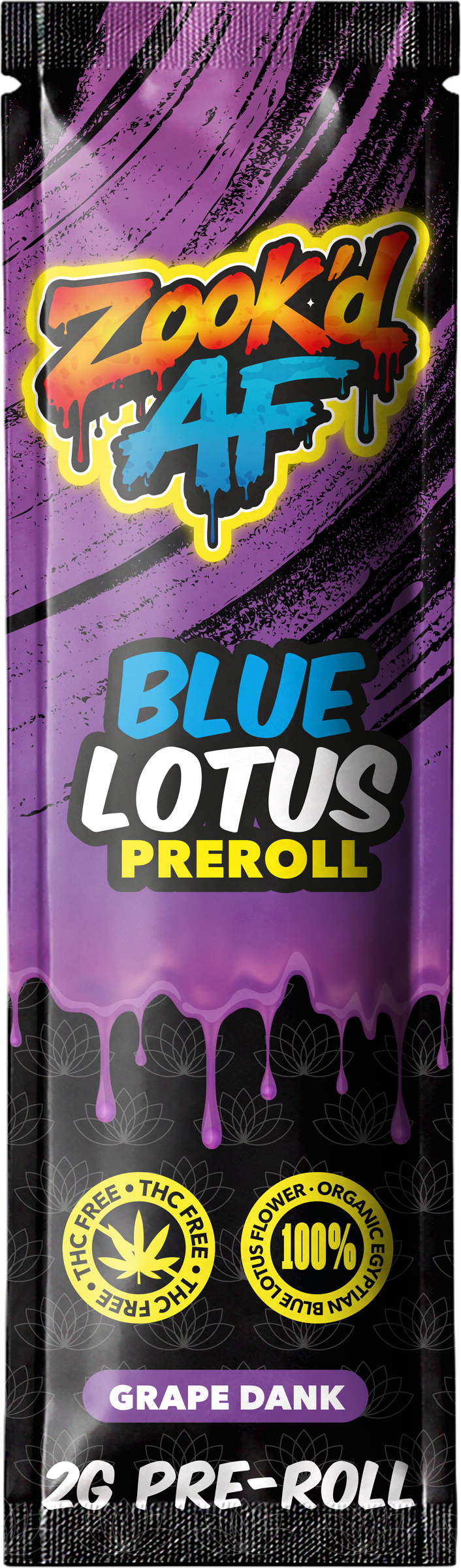 Grape Dank Blue Lotus pre-roll packaging