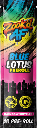 Rainbow Skittles Blue Lotus pre-roll packaging