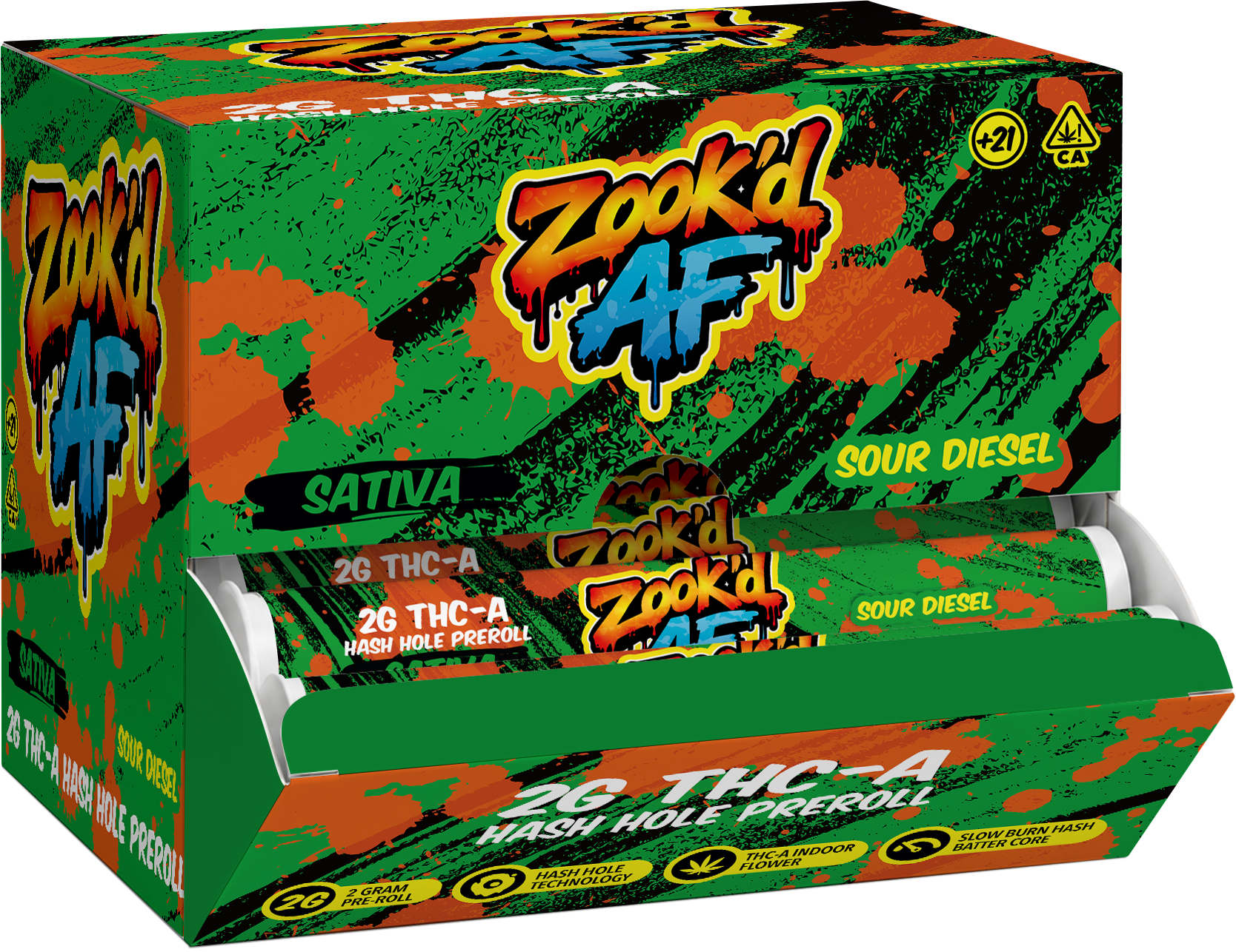 Sour Diesel THCA Hash Hole display packaging